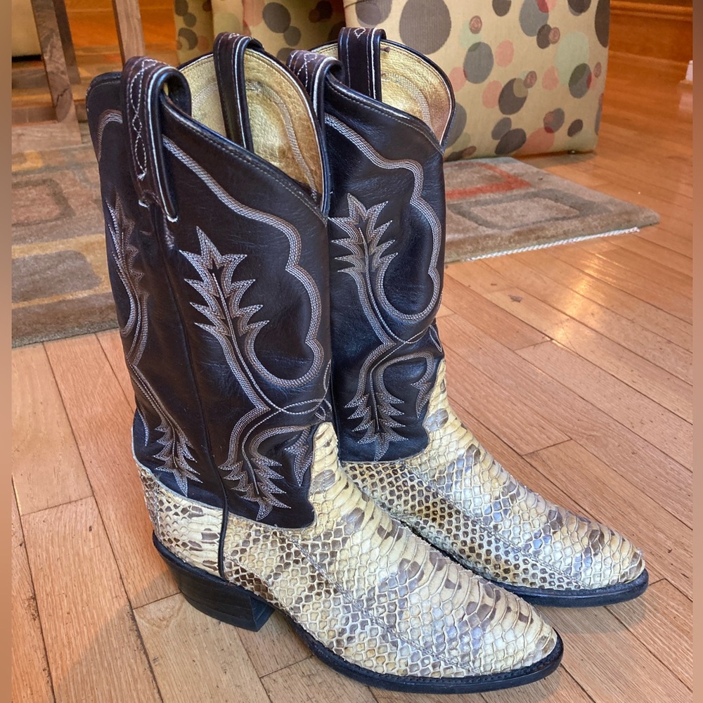 Tony Lama RARE Real Snake Skin Leather Cowboy Boots 7.5D